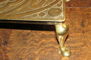 Antique Irish Arts & Crafts brass Trivot Celtic Revival pant/fire stand c1900 6