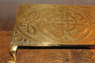Antique Irish Arts & Crafts brass Trivot Celtic Revival pant/fire stand c1900 7