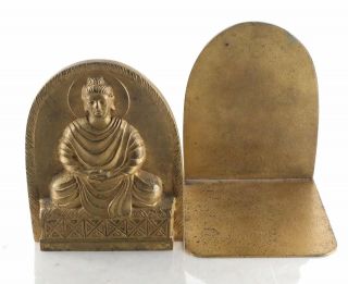 Antique TIFFANY STUDIOS York Solid Bronze Buddha Bookends - LCT 1025 2