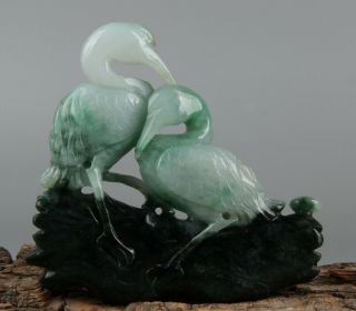 Chinese Exquisite Hand - Carved Crane Carving Jadeite Jade Statue