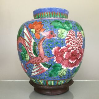 ANTIQUE CHINESE PORCELAIN GUANGXU STRAITS NYONYA PERANAKAN DRAGON PHOENIX VASE 2