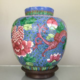 ANTIQUE CHINESE PORCELAIN GUANGXU STRAITS NYONYA PERANAKAN DRAGON PHOENIX VASE 4