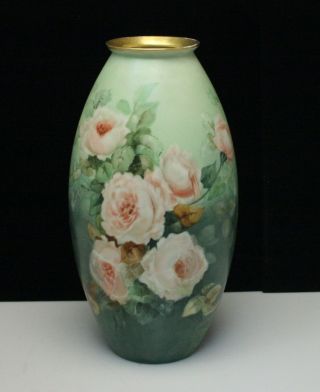 Willets Belleek Large American Porcelain Hand Painted Vase Circa 1900