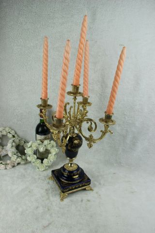 French vintage limoges porcelain victorian scene candelabra candle holder 5