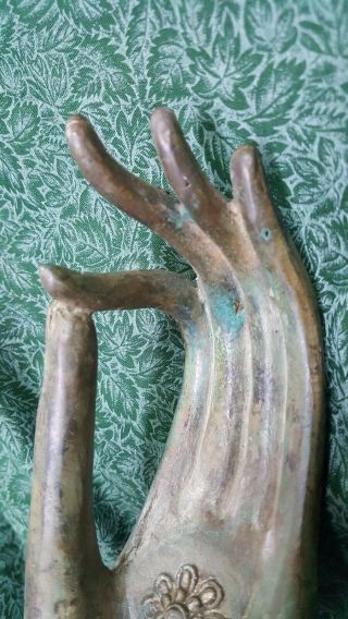Rare Early Victorian Bronze Woman ' s Hand Pull Door Handle architectural 3