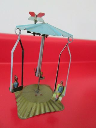 Antique German Tin Wind Up Penny Toy - Amusement Park Ride - 1 Of 17 Listed