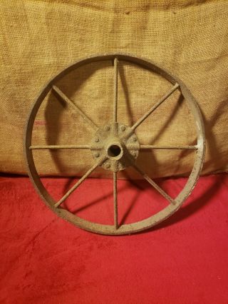 Antique 15.  5 " Cast Iron Wheelbarrow Wheel Old Vintage Farm Tool Primitive Decor