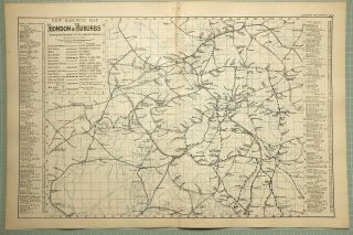 1895 Map Railway London & Suburbs North Western Waterloo Kings Cross
