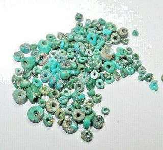 100 Plus Pre - Columbian - Tiny Turquoise Beads - Moche Culture Peru C.  800 Ad