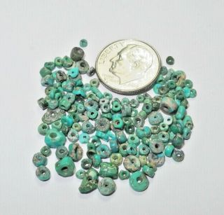 100 plus PRE - COLUMBIAN - tiny TURQUOISE BEADS - MOCHE culture PERU c.  800 AD 3