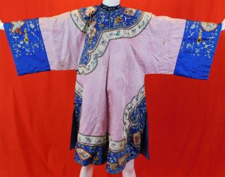 Antique Chinese Embroidered Eight Immortals Deities Seed Pearl Coral Beaded Robe