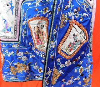 Antique Chinese Embroidered Eight Immortals Deities Seed Pearl Coral Beaded Robe 5