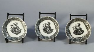 18th Century Encre De Chine Small Lobbed Plates,  Qianlong