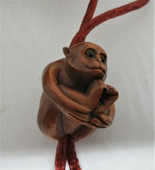 Japanese Boxwood Inro,  Netsuke,  Ojime,  Monkey ' s 5