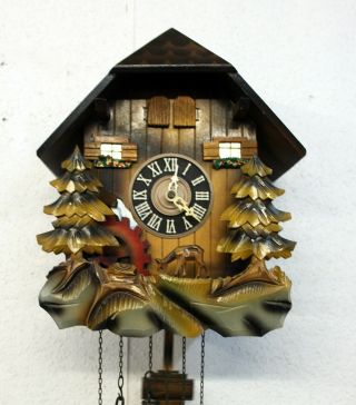 Old Cuckoo Wall Clock Black Forest wit Carillon music box with 2 melody 4