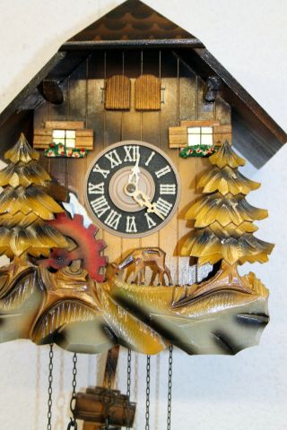 Old Cuckoo Wall Clock Black Forest wit Carillon music box with 2 melody 5