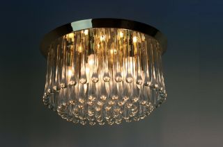 Large Flush Mount Chandelier by J.  T.  KALMAR - Austria,  with 90 Glass Drops 2