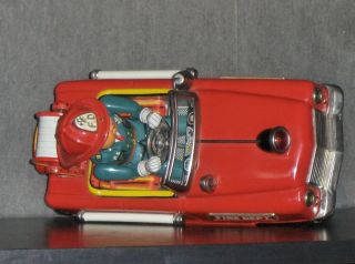 1950 ' s Japan TN Nomura Fire Chief Car Tin B/O Toy,  great 11