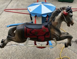 Vintage Merry Go Round Horse Carousel 2 Child 1960 Rare Hard To Find Old Stock 3