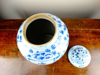 Antique Chinese Porcelain Temple Jar Vase Blue and White 19th Century Large 34cm 7
