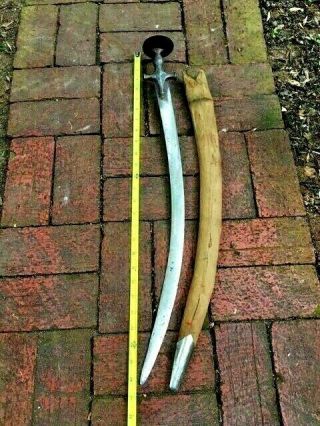 Antique Indo Persian Tulwar Sword Ottoman style Shamshir with scabbard 3