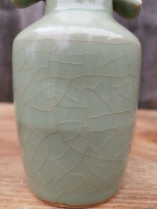 From Old Estate Chinese Song Longquan Celadon Double Fishes Vase Asian China 10