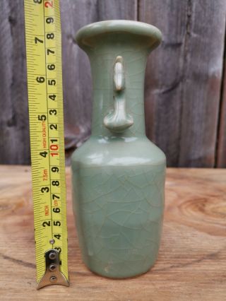 From Old Estate Chinese Song Longquan Celadon Double Fishes Vase Asian China 2