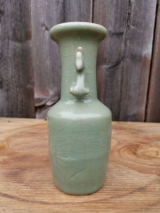 From Old Estate Chinese Song Longquan Celadon Double Fishes Vase Asian China 4