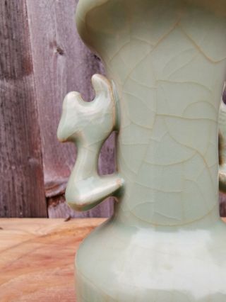 From Old Estate Chinese Song Longquan Celadon Double Fishes Vase Asian China 8