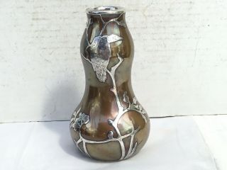 Antique Oriental Porcelain,  Brass,  And Silver Double Gourd,  13.  4cms.