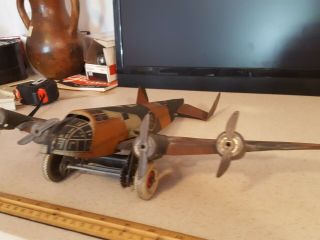 Vintage Marx World War II Tin Litho Airplane Bomber 6