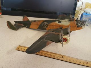 Vintage Marx World War II Tin Litho Airplane Bomber 8