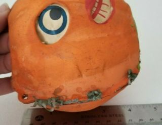 Antique Paper Mache HALLOWEEN PUMPKIN CANDLE BASKET 4.  25 