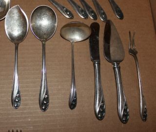 Vintage 1950 Gorham LILY OF THE VALLEY 44 Piece Sterling Silver Flatware Set 6