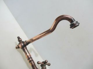 Vintage Copper Kitchen Sink Mixer Swan Neck Tap Retro Taps Old Copper Finish 2