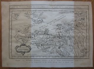 BELLIN: Map of Tibet Gobi Desert - 1750 2