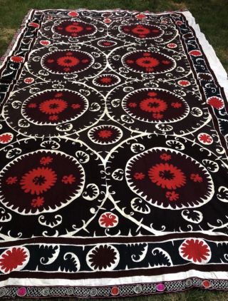 Antique Uzbek Vintage Hand Embroidery Suzani Gift Wall Hanging Quilt Bedding