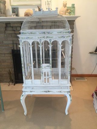 Huge Bird Cage,  Shabby Chic,  French Country Handpainted,  Hand Wired,  Antique Vintage