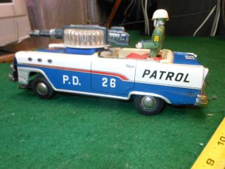 Vintage Tn Nomura Police Patrol Japan Tin Toy Car 50s 1960 Space Litho