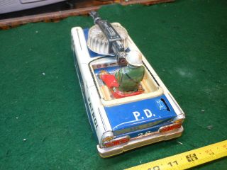 VINTAGE TN NOMURA POLICE PATROL Japan Tin Toy Car 50s 1960 Space Litho 7