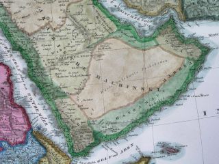1830 Antique Map Middle East Saudi Arabia Kuwait Emirates Oman Qatar Persia Iraq