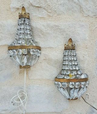 Antique French Wall Sconces,  Tassels And Bronze,  Empire Style,  20th
