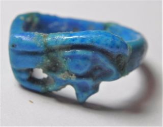 Zurqieh - Af1927 - Ancient Egypt.  Time Of King Tut Faience Ring.  Eye Of Horus