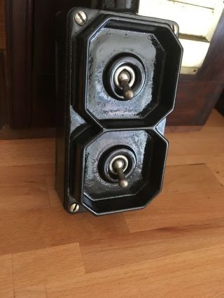 Tucker Vintage Industrial 2 Gang Shrouded Light Switch Perfect Circa 1940