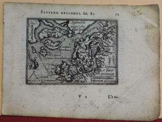 Iceland North Atlantic Scandinavia Arctics 1577 Ortelius/galle Rare Antique Map