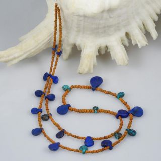 Ancient Beads Greco Bactrian Lapis Lazuli Turquoise Indo - Pacific Trade Glass 5
