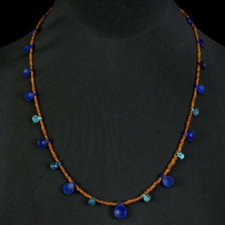 Ancient Beads Greco Bactrian Lapis Lazuli Turquoise Indo - Pacific Trade Glass 8