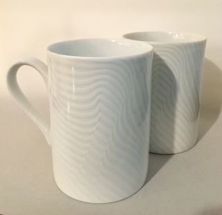 Swid Powell White Stripes Tall Coffee Mugs Robert Trix Haussmann Rare