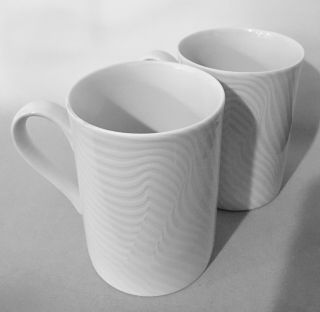 Swid Powell White Stripes Tall Coffee Mugs Robert Trix Haussmann Rare 3