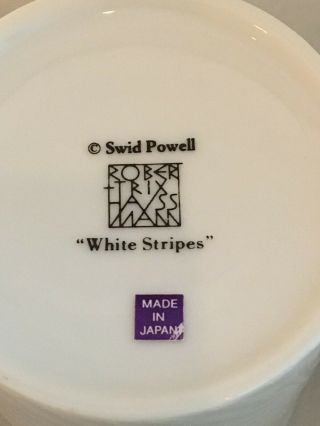 Swid Powell White Stripes Tall Coffee Mugs Robert Trix Haussmann Rare 4